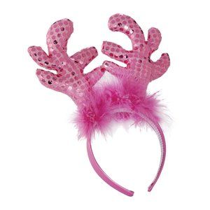 Sequin Pink Reindeer Antlers Headband NEW